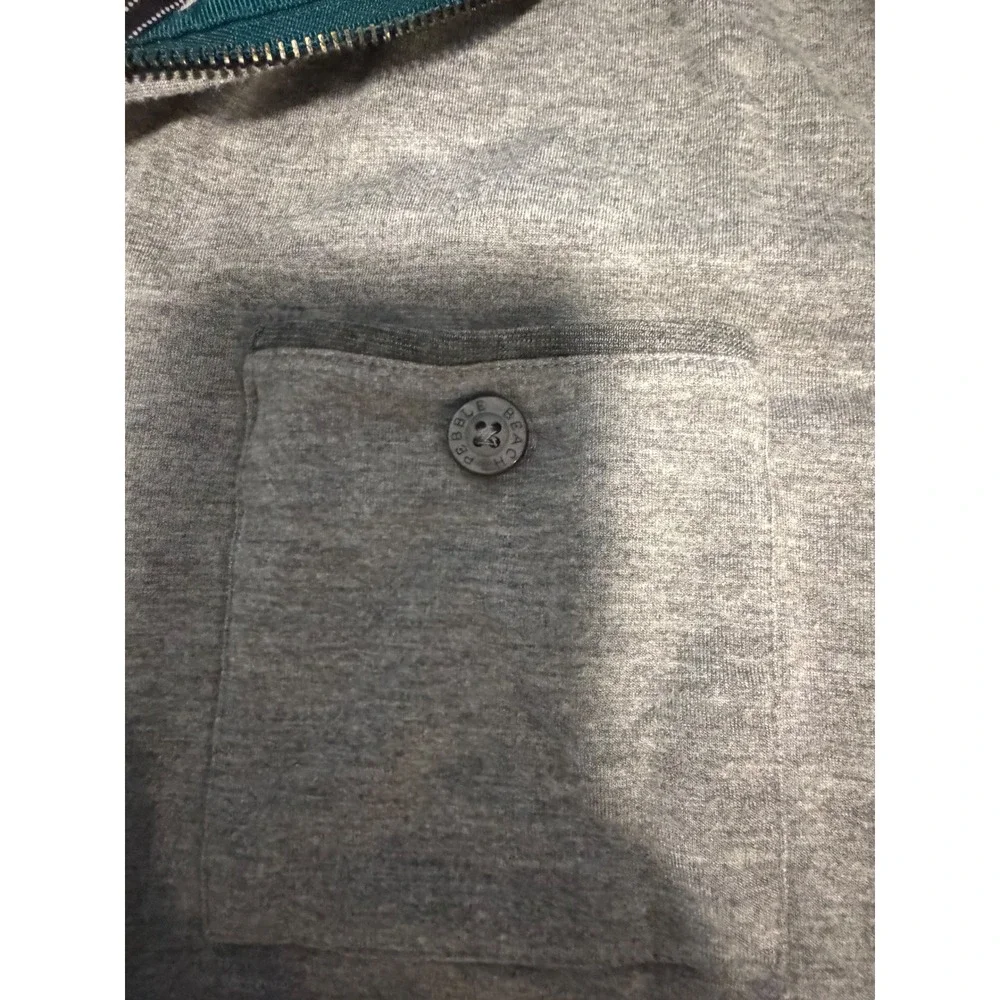 Pebble Beach Performance Mens Gray Quarter Zip Pullover Sweater Size M Pocket